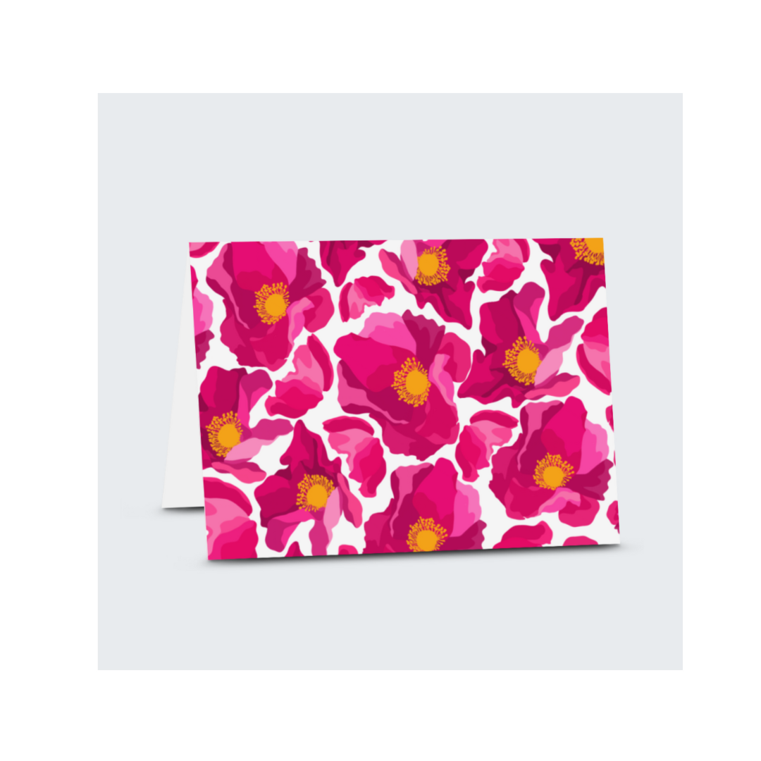 Wild Roses Card Set, 6 Blank Greeting Cards, Envelopes & Sealers