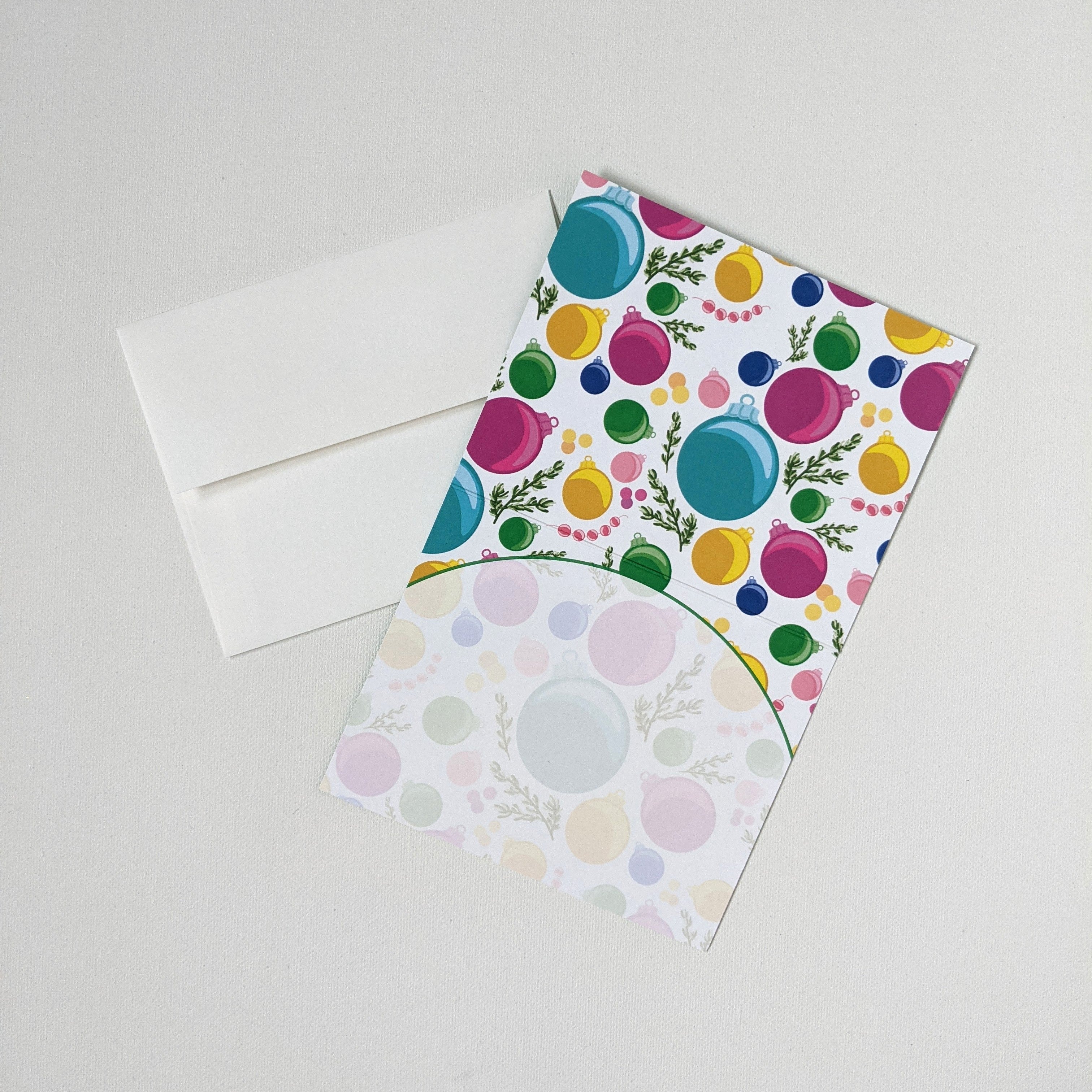 "Bright Baubles" Set of 6 Blank Greeting Cards, 4.25 x 5.5"