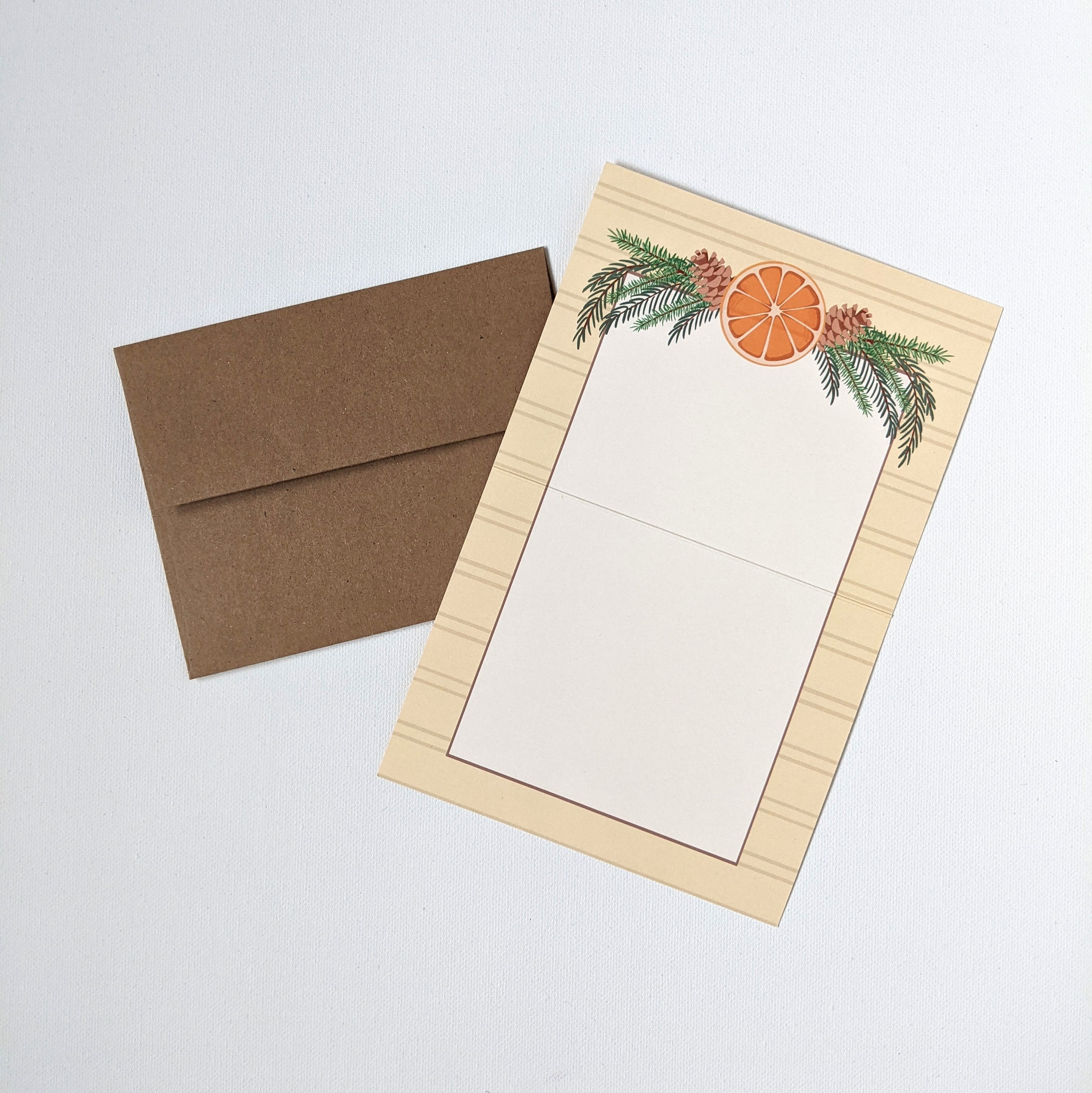 "Dried Orange Wreath" Blank Greeting Card, 4.25 x 5.5"