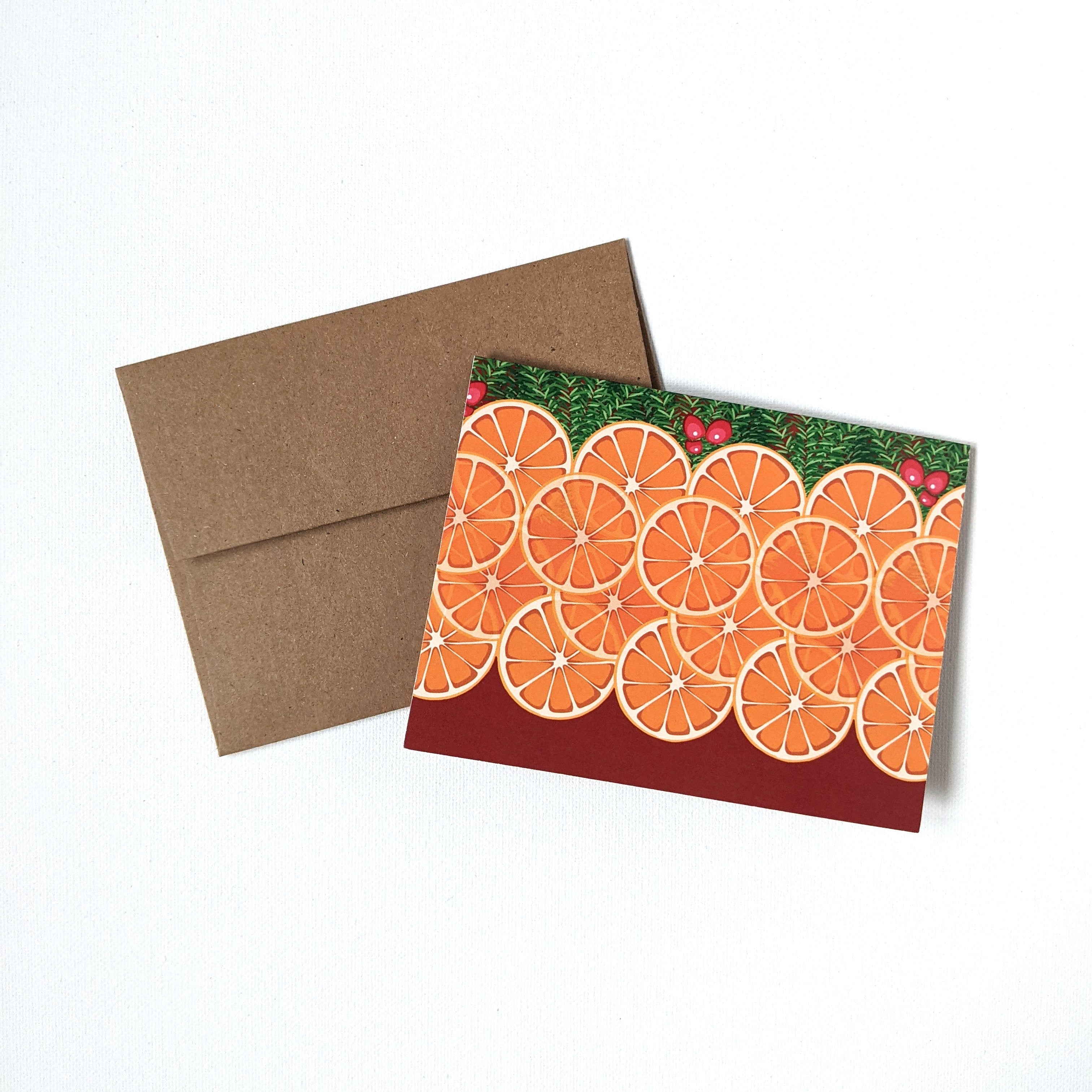 "Christmas Oranges" Blank Greeting Card, 4.25 x 5.5"