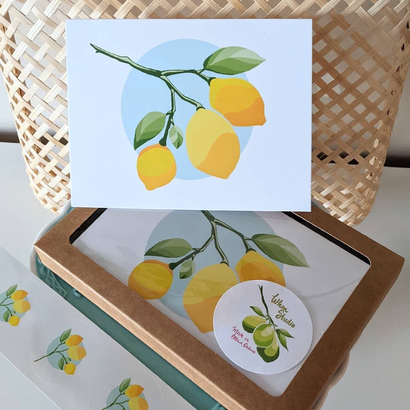 PREORDER Lemons Card Set, 8 Blank Greeting Cards, Envelopes & Sealers