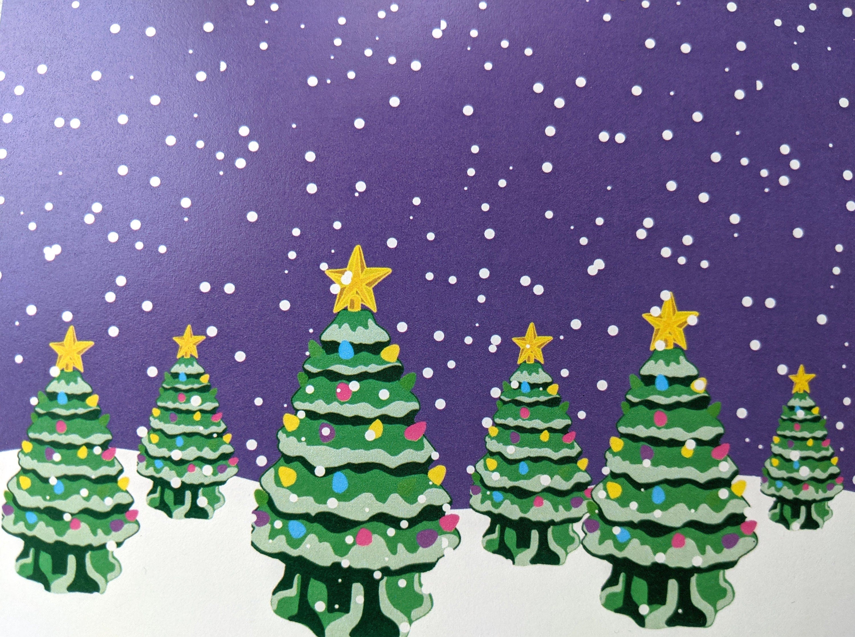 Ceramic Christmas Trees Blank Greeting Card, 4.25 x 5.5"